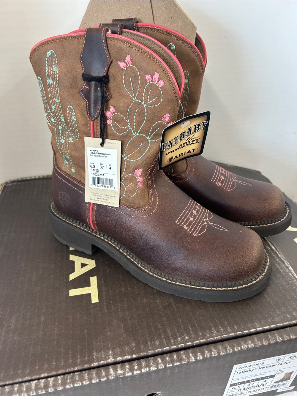Ariat Brown & Pink FatBaby Western Boots